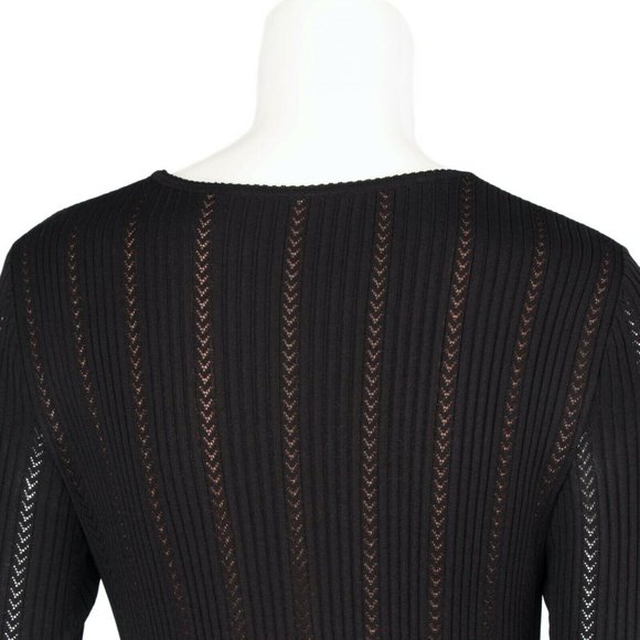 ALAIA Black Long Sleeve Laser Cut Ruffle Hem Dress - Picture 5 of 11